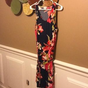 Dark navy and floral dress